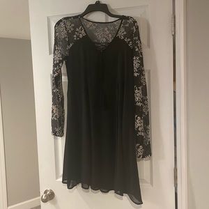 Maurices black and lace v neck dress S
